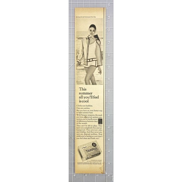 Tampax Tampons "This Summer all you'll Feel is Cool" Vintage Print Ad 1967 - Picture 1 of 3
